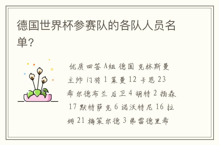 德国世界杯参赛队的各队人员名单?