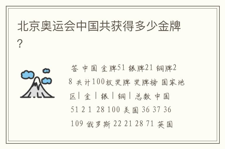 北京奥运会中国共获得多少金牌？