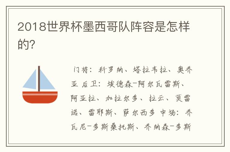 2018世界杯墨西哥队阵容是怎样的?