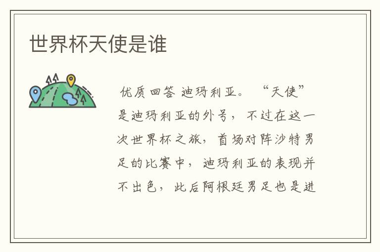 世界杯天使是谁