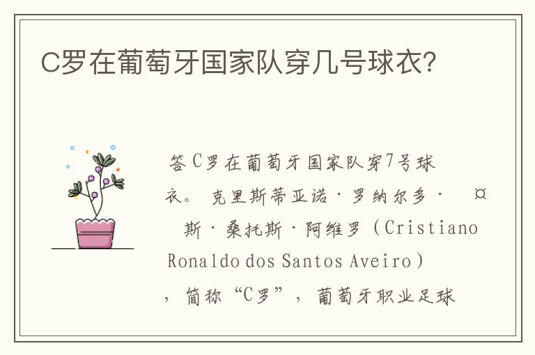 C罗在葡萄牙国家队穿几号球衣?