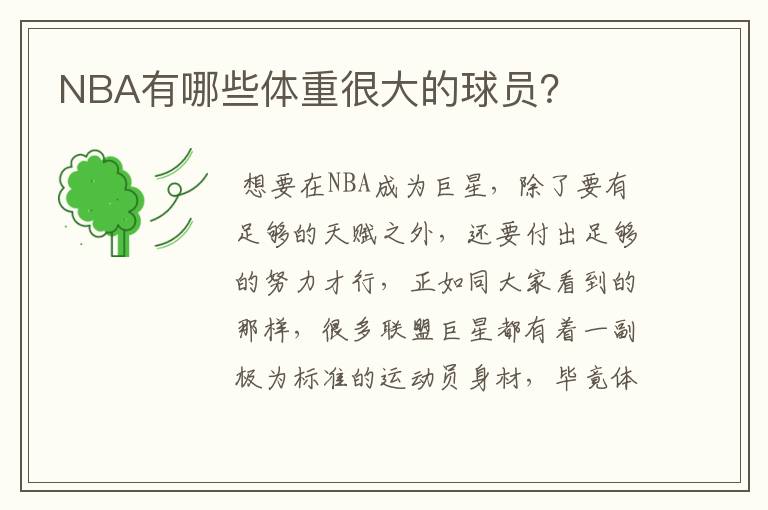 NBA有哪些体重很大的球员?