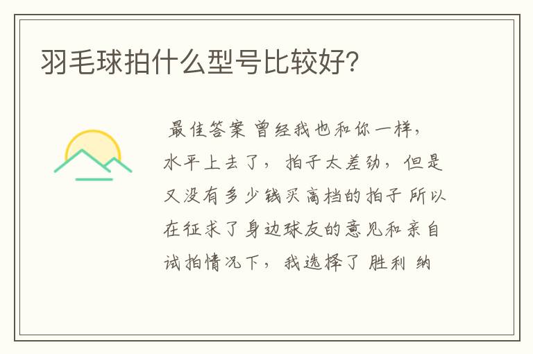 羽毛球拍什么型号比较好?