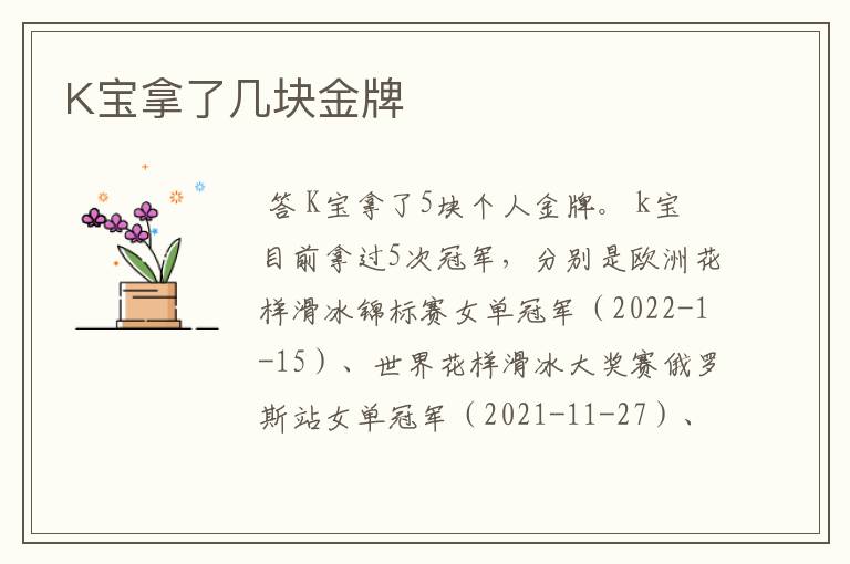K宝拿了几块金牌