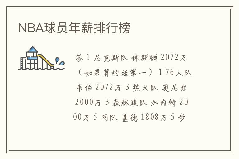 NBA球员年薪排行榜