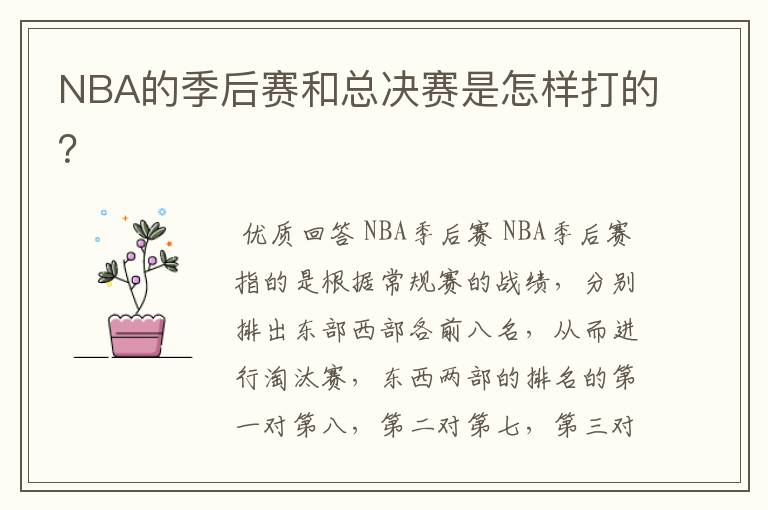 NBA的季后赛和总决赛是怎样打的?