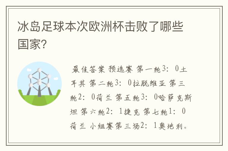 冰岛足球本次欧洲杯击败了哪些国家?