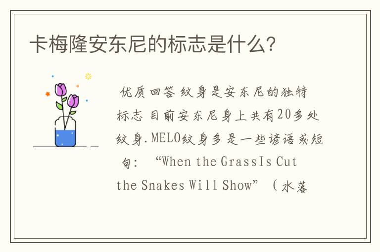 卡梅隆安东尼的标志是什么?