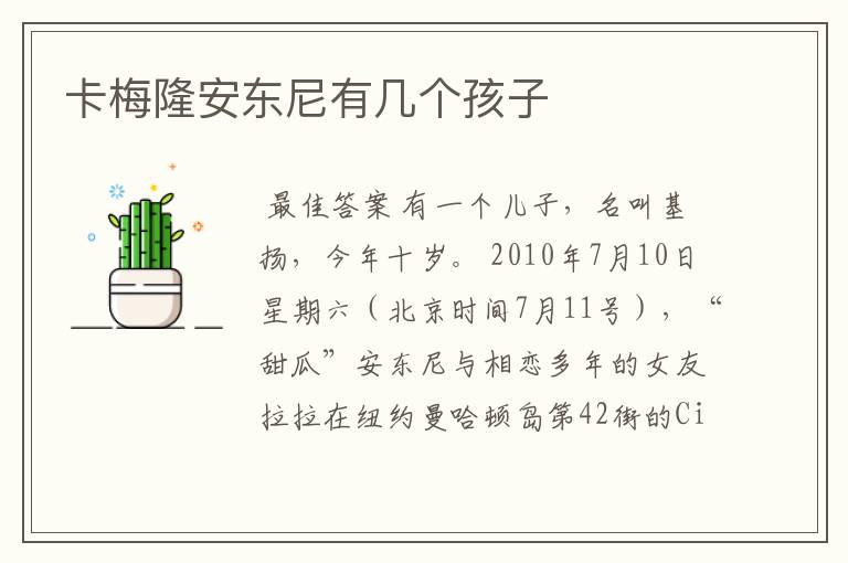 卡梅隆安东尼有几个孩子