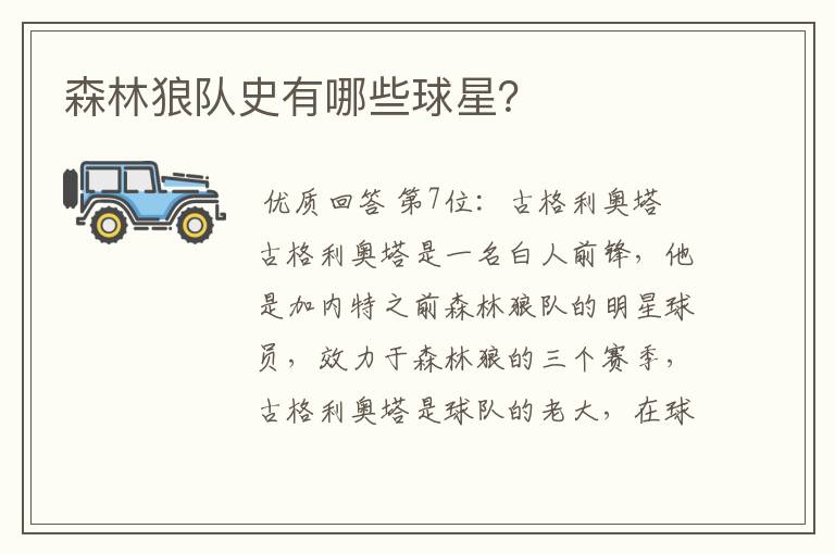 森林狼队史有哪些球星?
