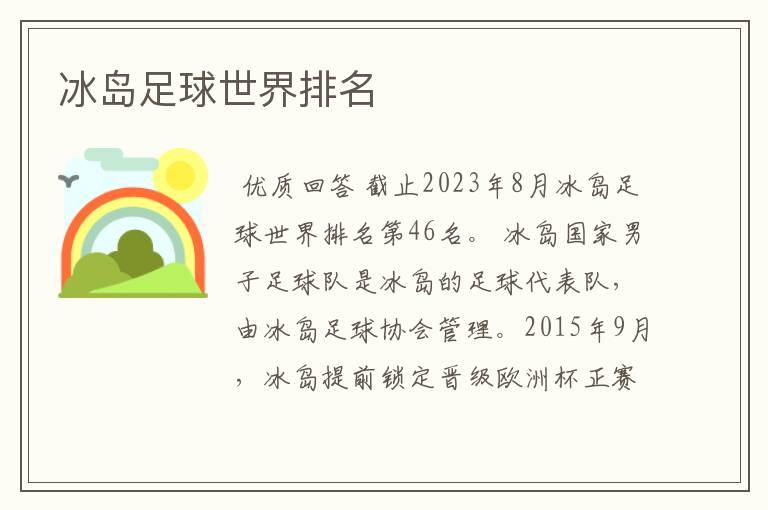 冰岛足球世界排名