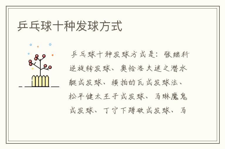 乒乓球十种发球方式