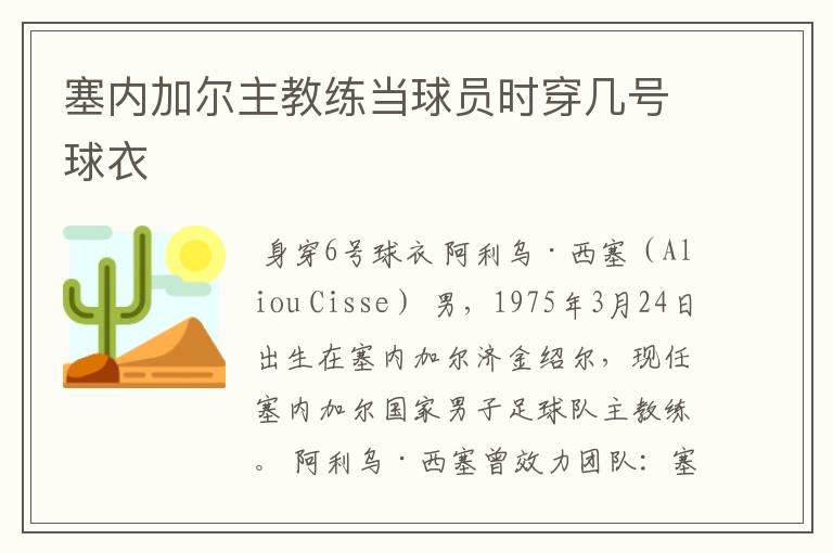 塞内加尔主教练当球员时穿几号球衣