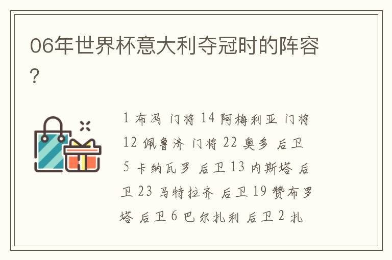 06年世界杯意大利夺冠时的阵容?