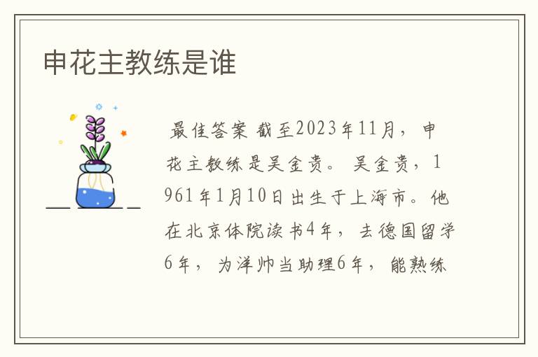 申花主教练是谁