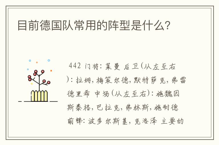 目前德国队常用的阵型是什么?