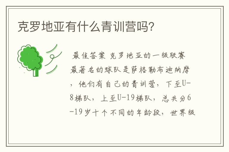 克罗地亚有什么青训营吗?