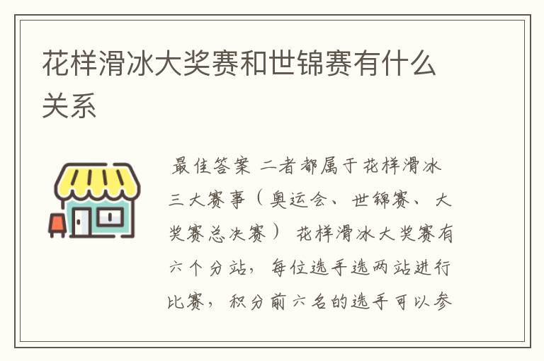 花样滑冰大奖赛和世锦赛有什么关系
