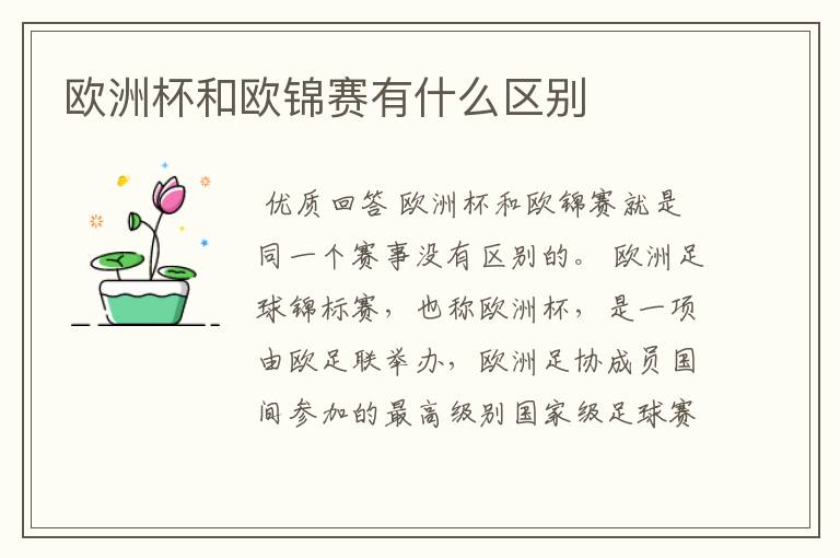 欧洲杯和欧锦赛有什么区别