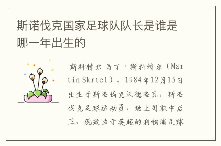 斯诺伐克国家足球队队长是谁是哪一年出生的