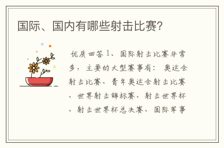 国际、国内有哪些射击比赛?