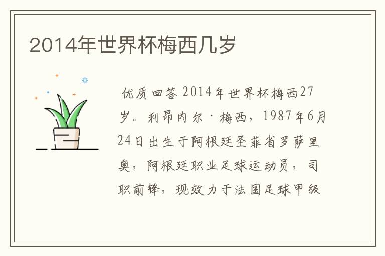 2014年世界杯梅西几岁