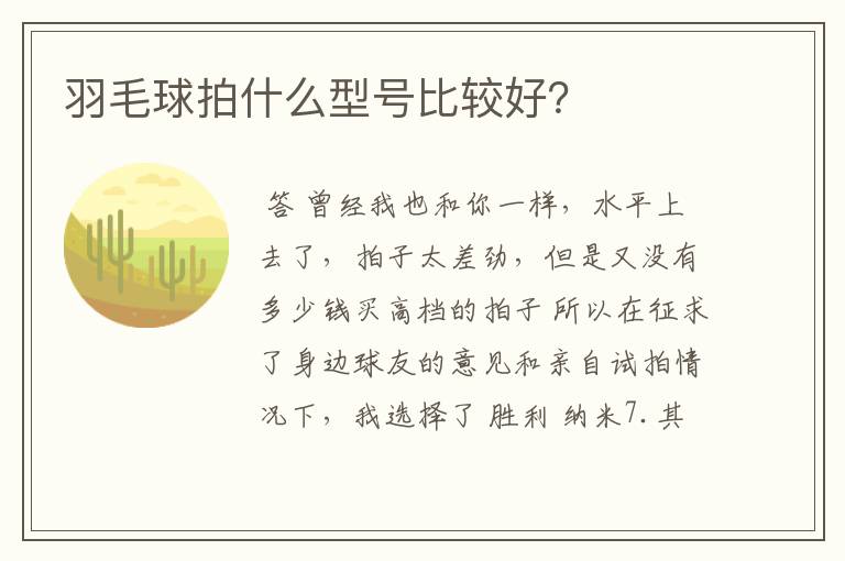 羽毛球拍什么型号比较好?
