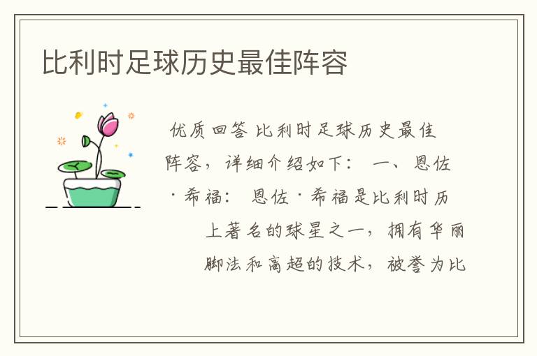比利时足球历史最佳阵容