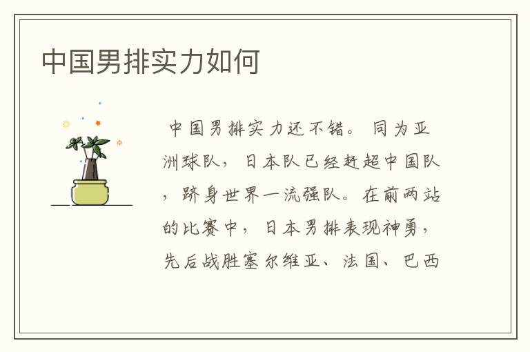 中国男排实力如何