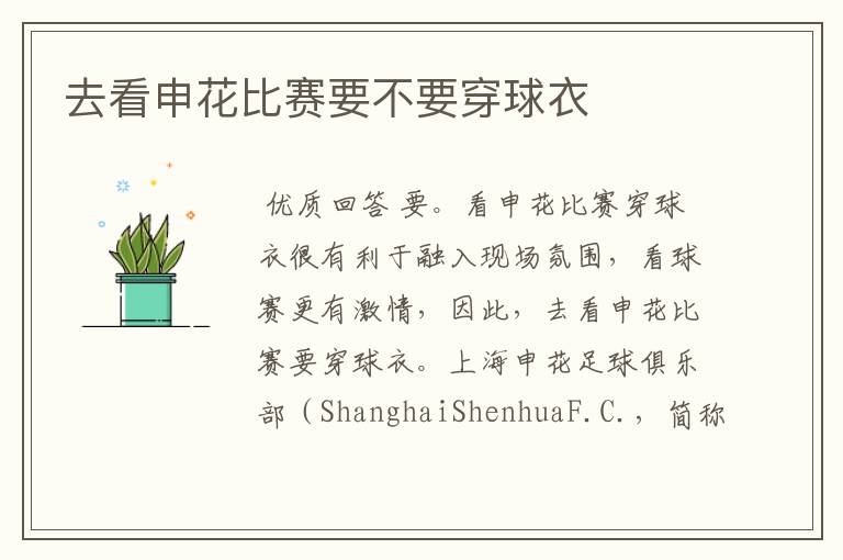 去看申花比赛要不要穿球衣