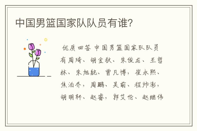 中国男篮国家队队员有谁?