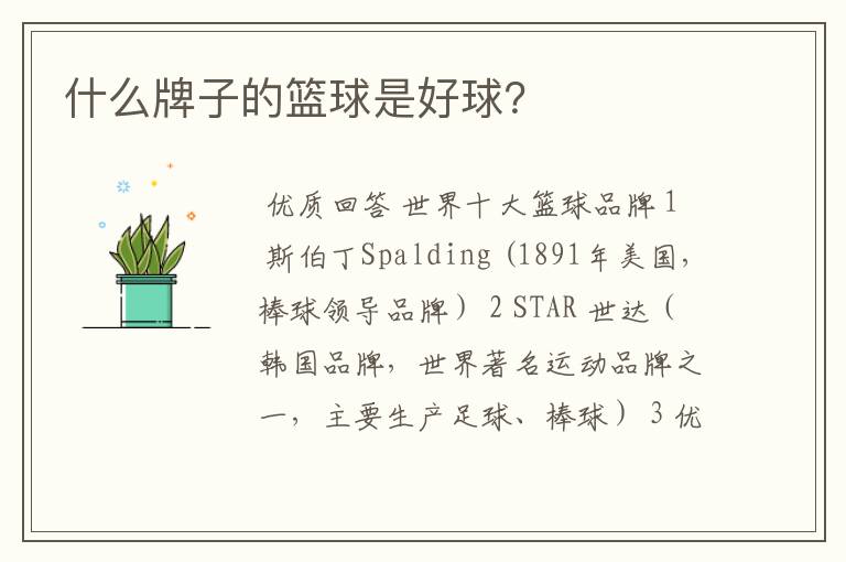 什么牌子的篮球是好球?