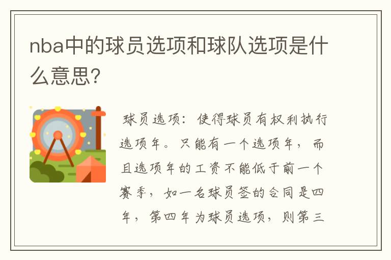 nba中的球员选项和球队选项是什么意思?