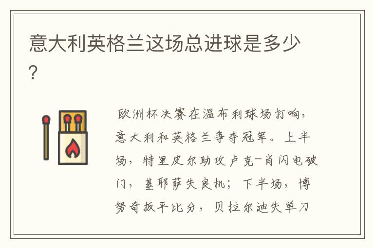 意大利英格兰这场总进球是多少?