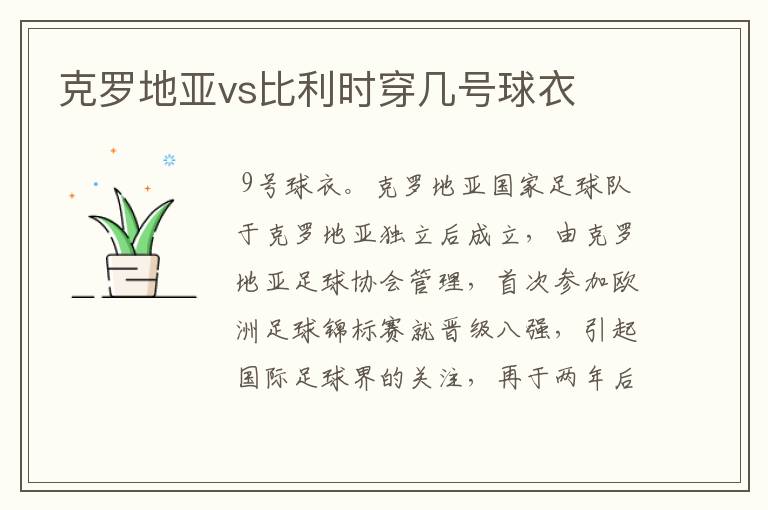 克罗地亚vs比利时穿几号球衣
