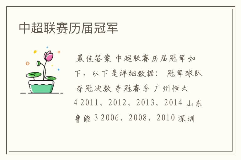 中超联赛历届冠军
