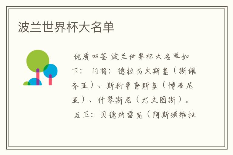 波兰世界杯大名单