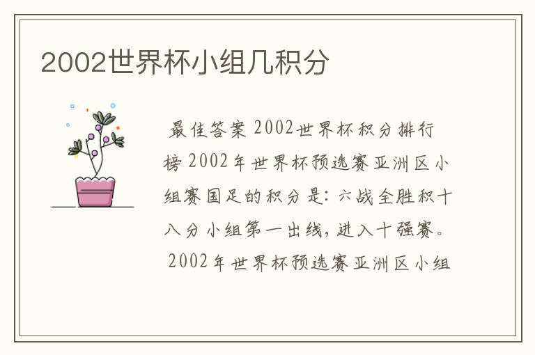 2002世界杯小组几积分