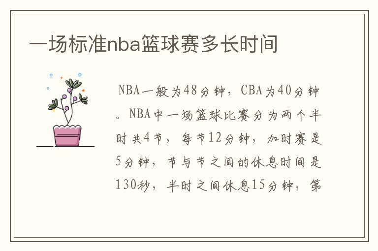 一场标准nba篮球赛多长时间