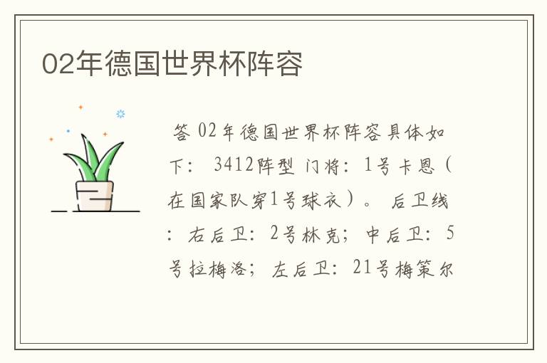 02年德国世界杯阵容