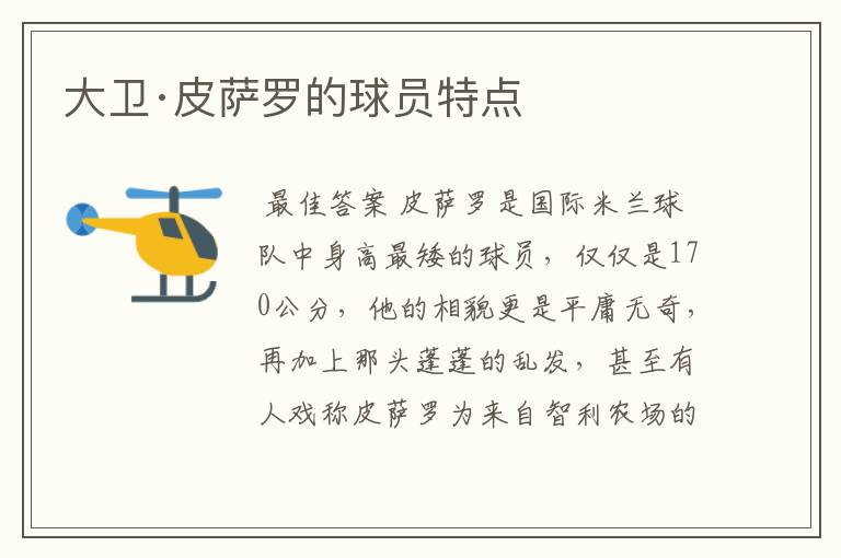 大卫·皮萨罗的球员特点