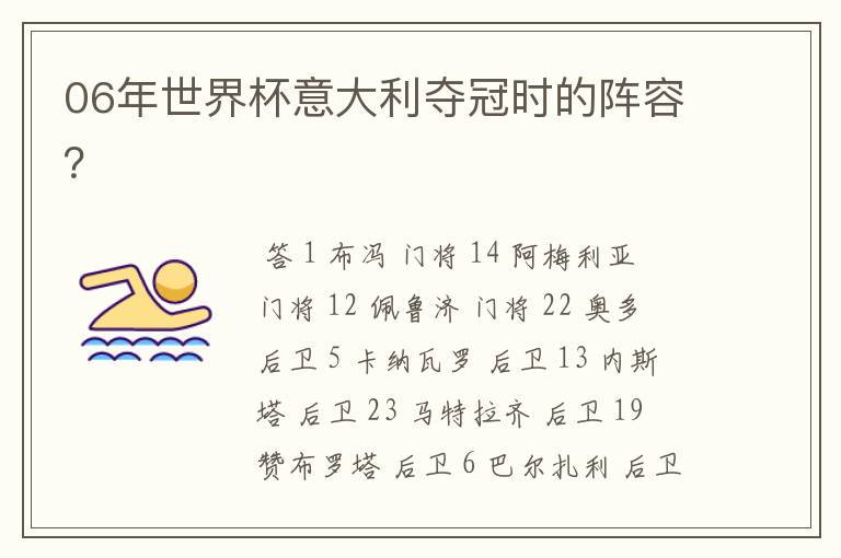 06年世界杯意大利夺冠时的阵容?