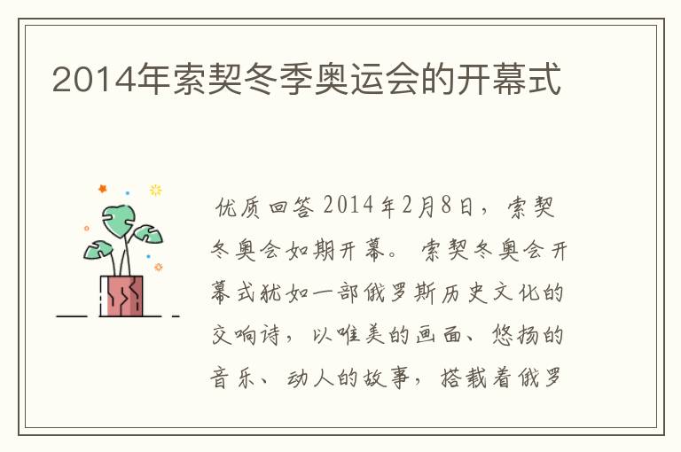 2014年索契冬季奥运会的开幕式