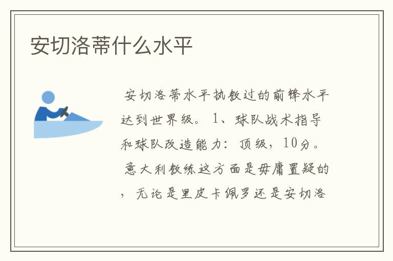 安切洛蒂什么水平