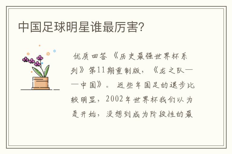 中国足球明星谁最厉害?