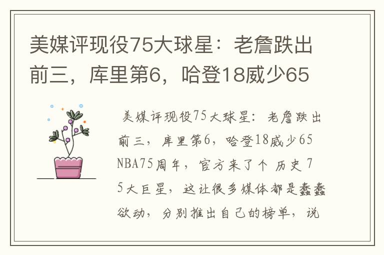 美媒评现役75大球星:老詹跌出前三,库里第6,哈登18威少65