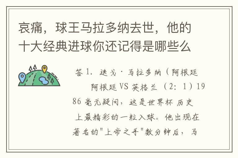 哀痛,球王马拉多纳去世,他的十大经典进球你还记得是哪些么?