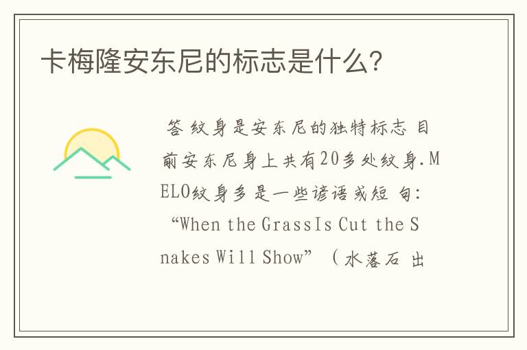 卡梅隆安东尼的标志是什么?