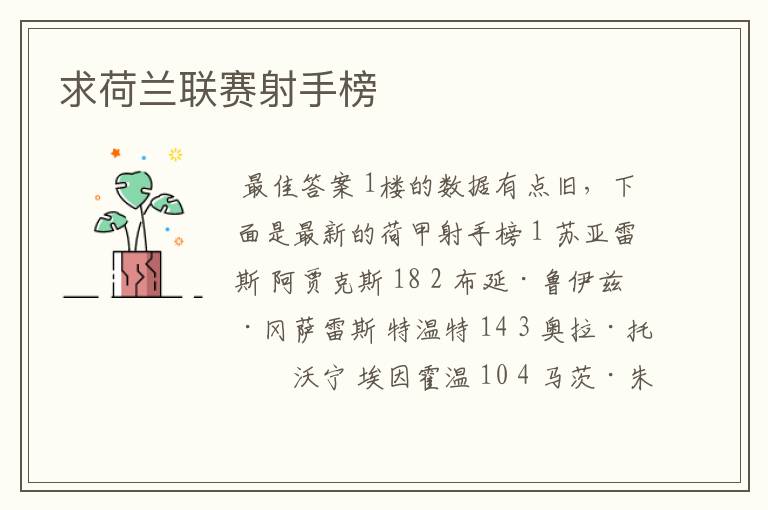 求荷兰联赛射手榜