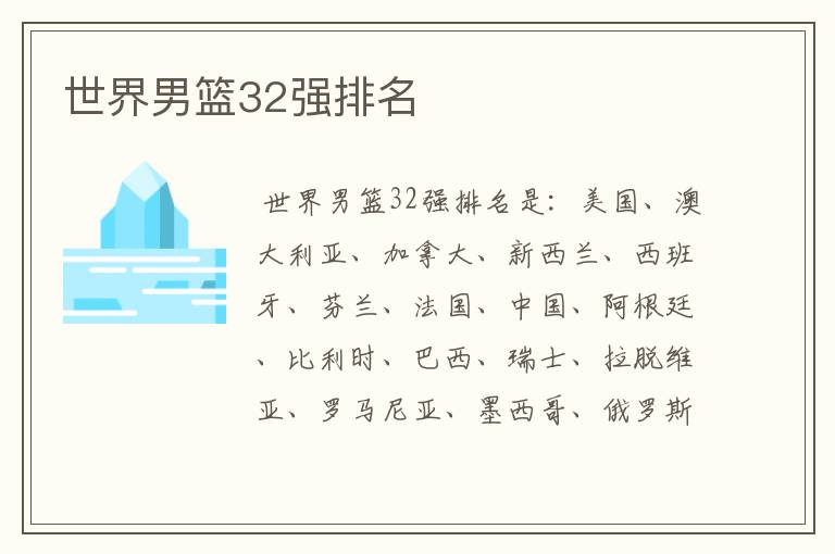 世界男篮32强排名